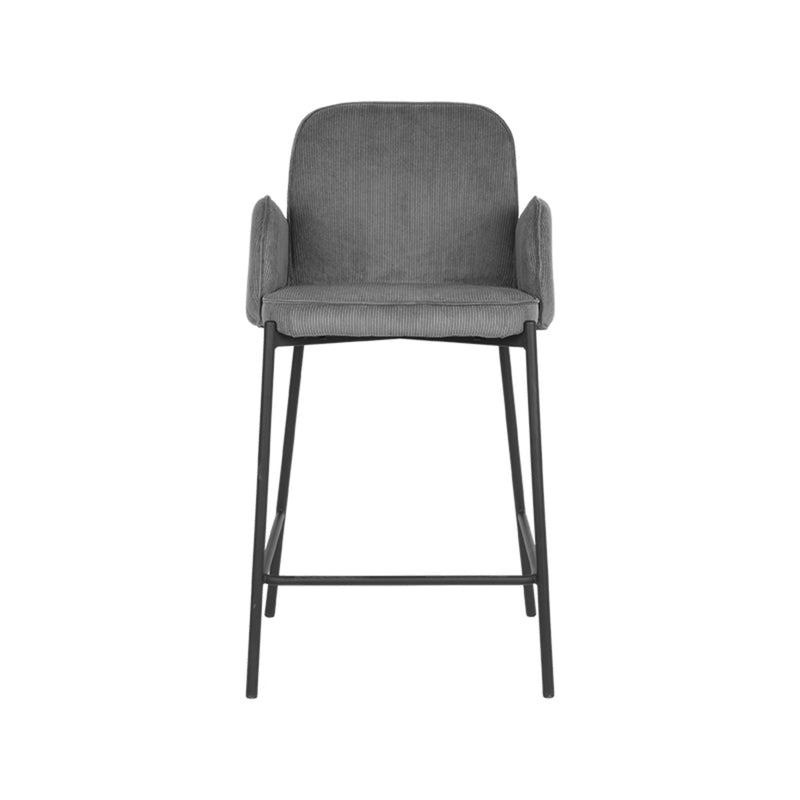 Barkruk Jari Donkergrijs Ribcord Laag 51x53x94 cm-Barkrukken-LABEL51