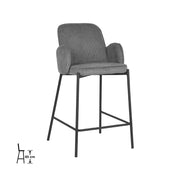 Barkruk Jari Donkergrijs Ribcord Laag 51x53x94 cm-Barkrukken-LABEL51