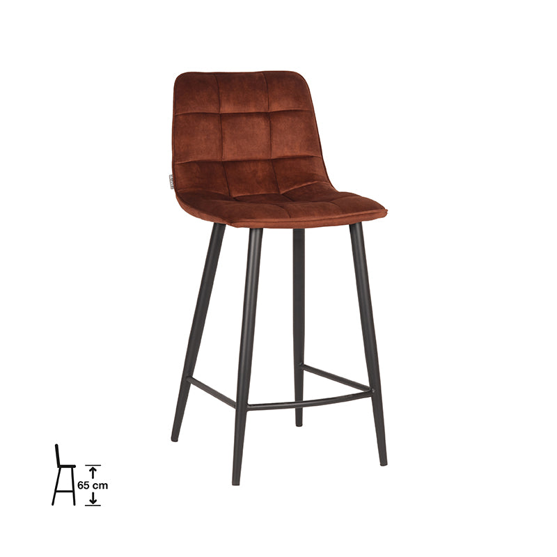 Barkruk Jelt Rust Velours Laag 42x46x92 cm-Barkrukken-LABEL51