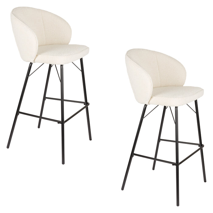 Barkruk Joa Polyester Wit 75cm-Barkrukken-White Label Living