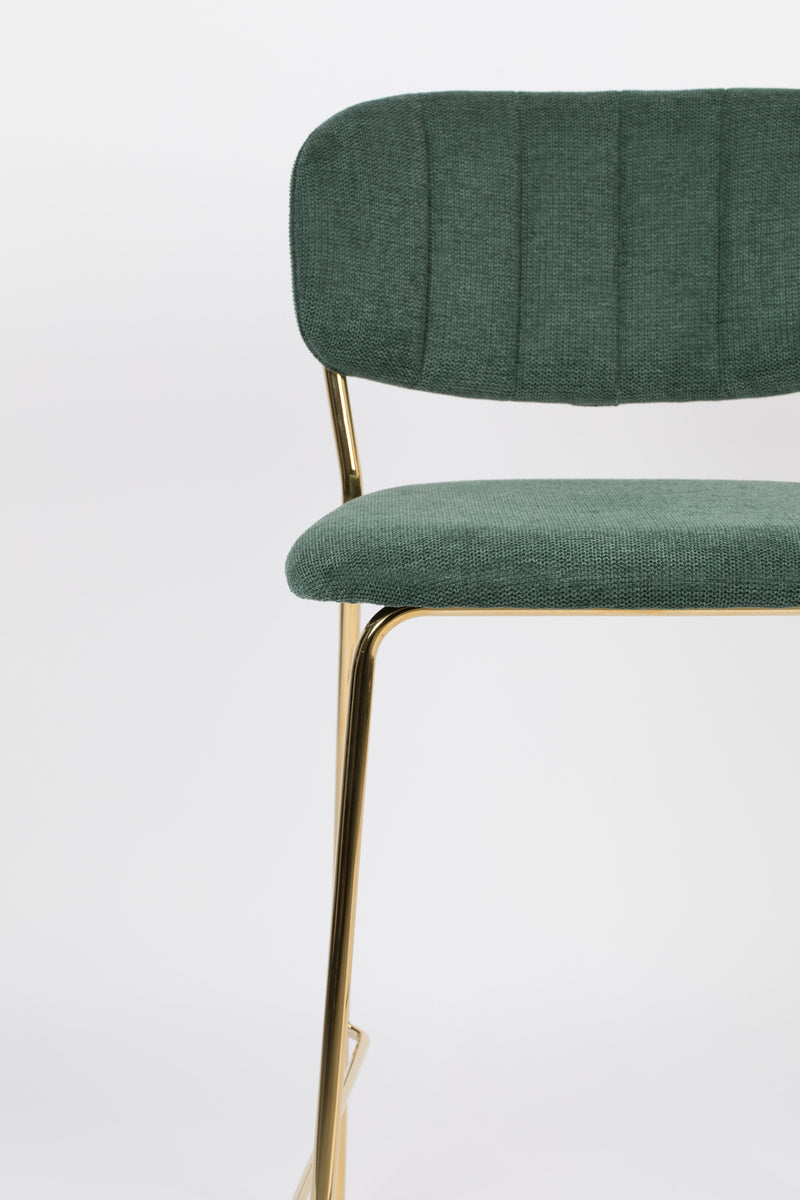 Barkruk Jolien Goud/dark Nylon en polyester Groen 65cm-Barkrukken-Creating Home