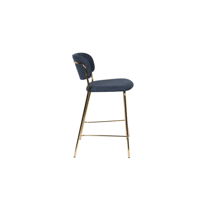 Barkruk Jolien Goud/dark Stof Blauw 65cm-Barkrukken-Creating Home
