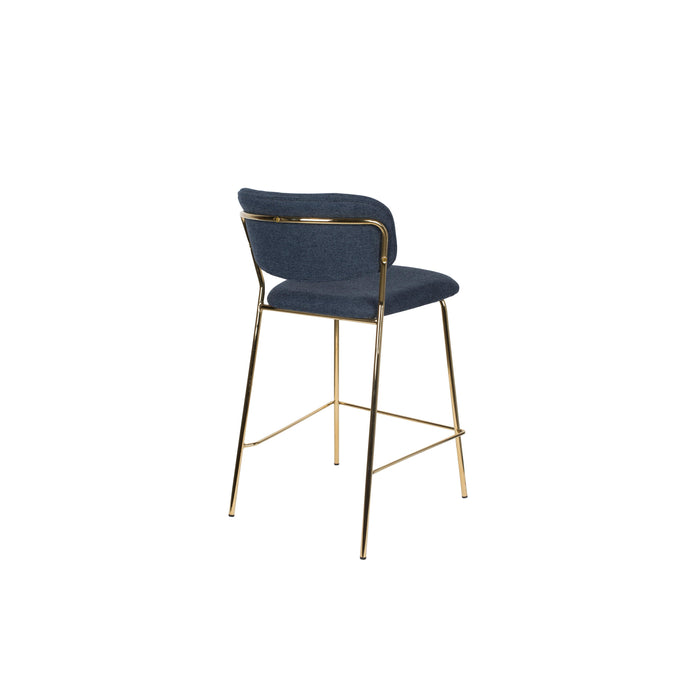 Barkruk Jolien Goud/dark Stof Blauw 65cm-Barkrukken-Creating Home