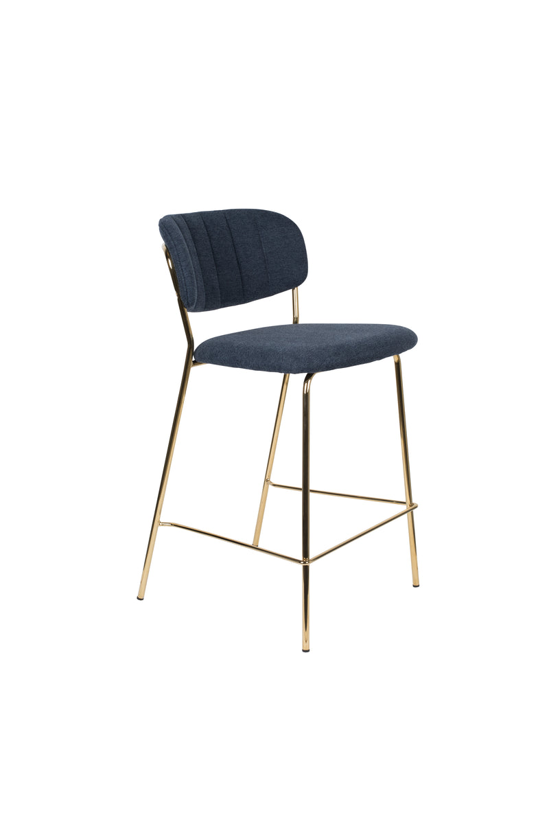 Barkruk Jolien Goud/dark Stof Blauw 65cm-Barkrukken-Creating Home