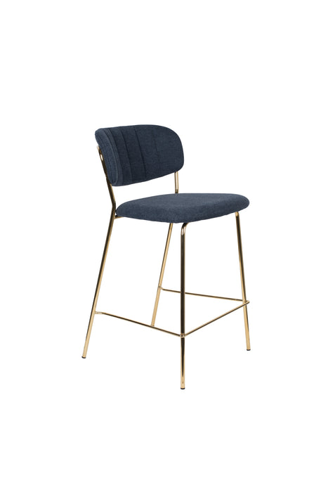 Barkruk Jolien Goud/dark Stof Blauw 65cm-Barkrukken-Creating Home