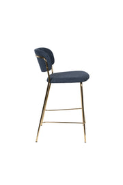 Barkruk Jolien Goud/dark Stof Blauw 65cm-Barkrukken-Creating Home