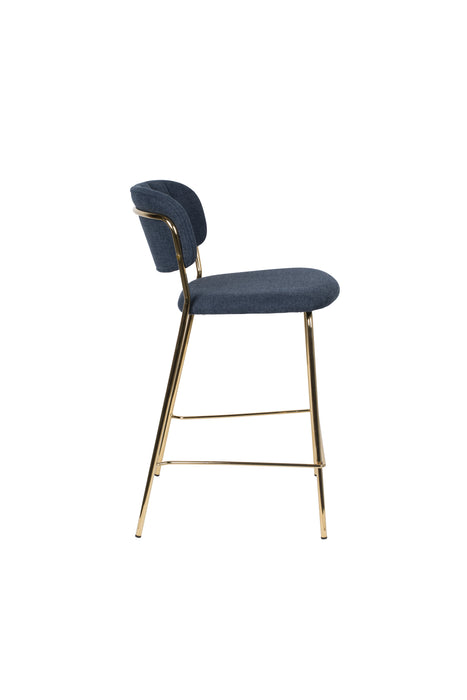 Barkruk Jolien Goud/dark Stof Blauw 65cm-Barkrukken-Creating Home