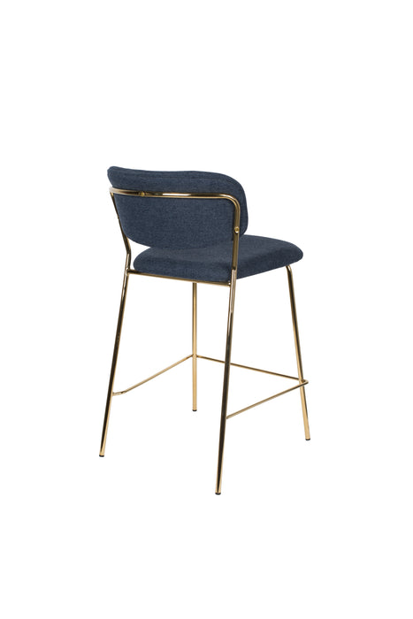 Barkruk Jolien Goud/dark Stof Blauw 65cm-Barkrukken-Creating Home