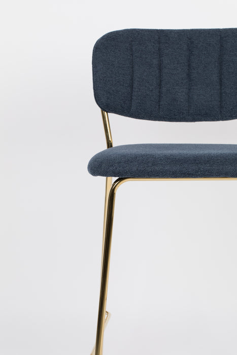 Barkruk Jolien Goud/dark Stof Blauw 65cm-Barkrukken-Creating Home