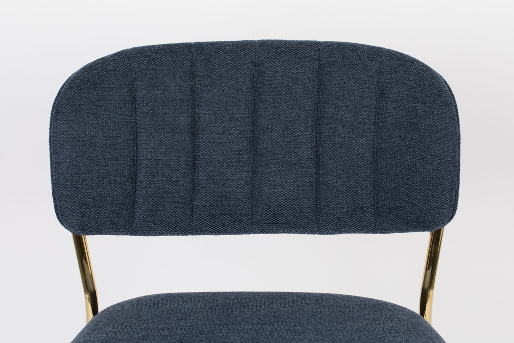 Barkruk Jolien Goud/dark Stof Blauw 65cm-Barkrukken-Creating Home