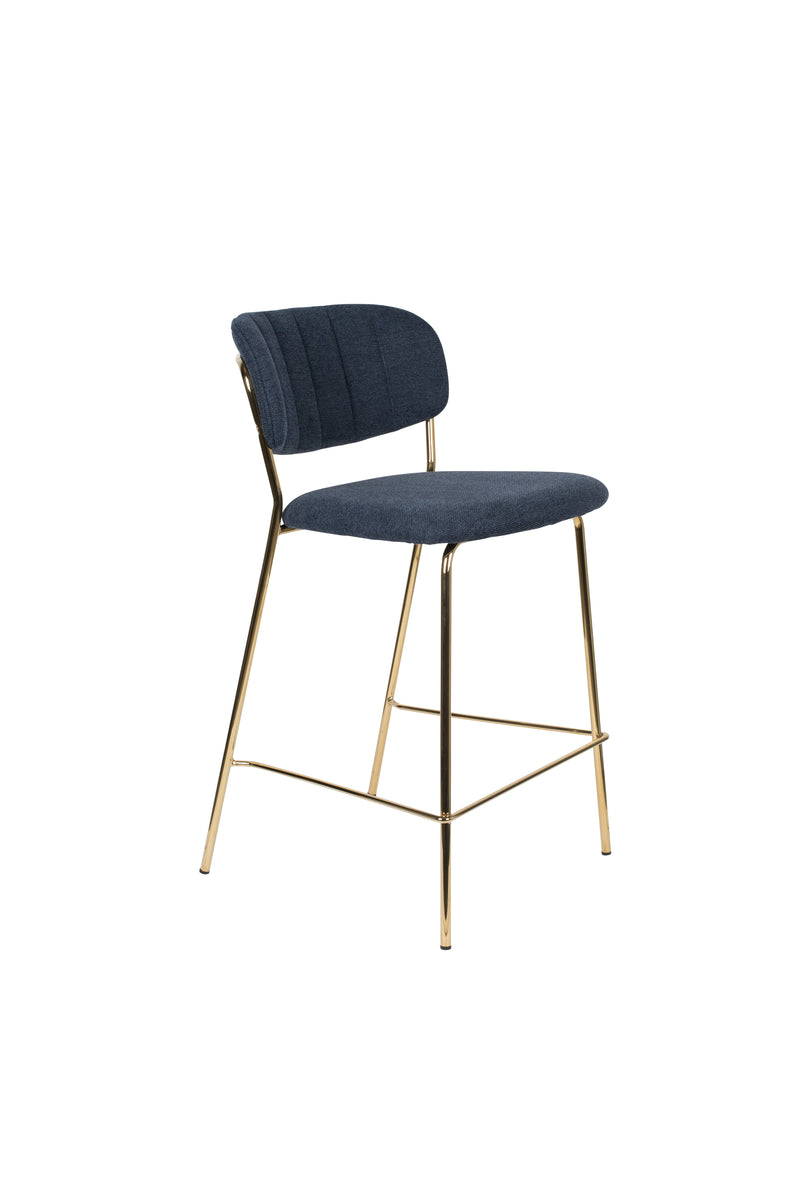 Barkruk Jolien Goud/dark Stof Blauw 65cm-Barkrukken-Creating Home