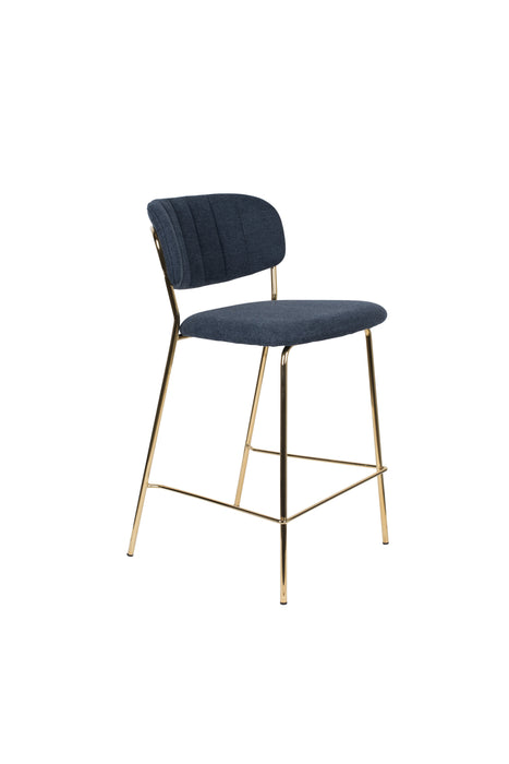 Barkruk Jolien Goud/dark Stof Blauw 65cm-Barkrukken-Creating Home