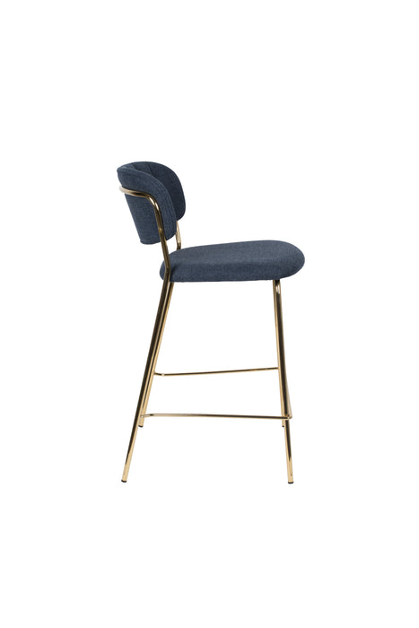 Barkruk Jolien Goud/dark Stof Blauw 65cm-Barkrukken-Creating Home