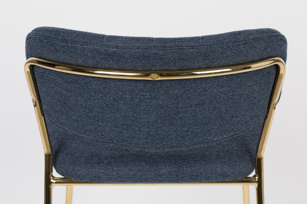 Barkruk Jolien Goud/dark Stof Blauw 65cm-Barkrukken-Creating Home