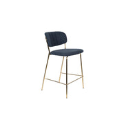 Barkruk Jolien Goud/dark Stof Blauw 65cm-Barkrukken-Creating Home