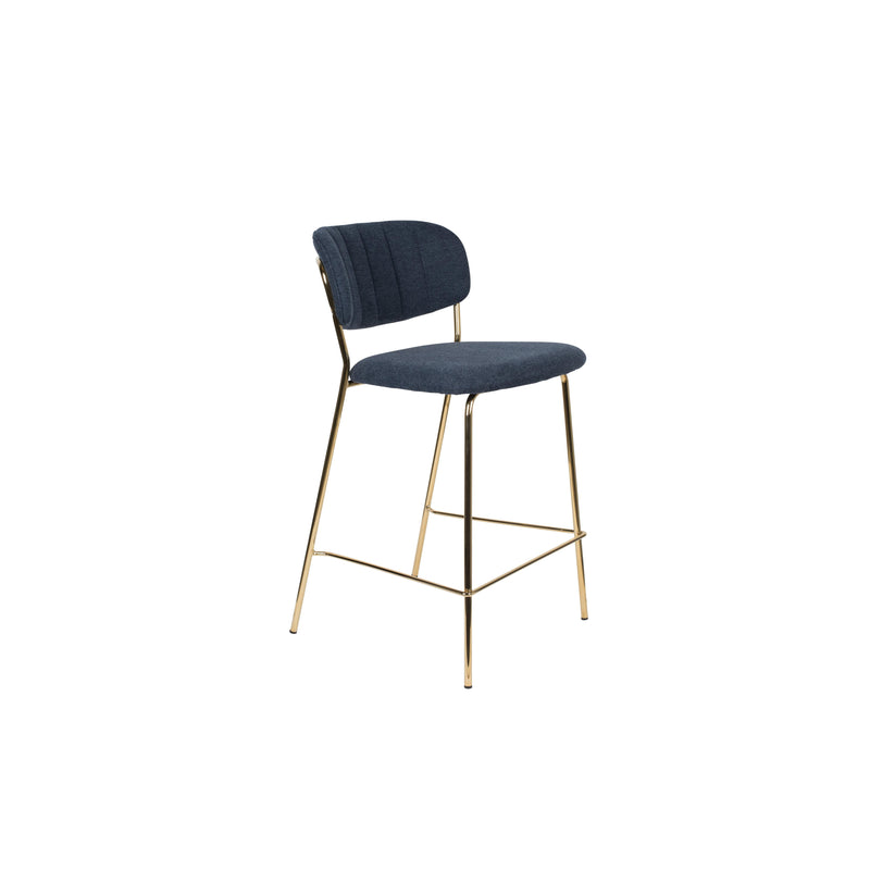 Barkruk Jolien Goud/dark Stof Blauw 65cm-Barkrukken-Creating Home