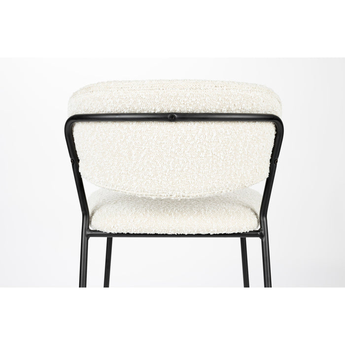 Barkruk Jolien Zwart/bouclã© Nylon en polyester Wit 65cm-Barkrukken-Creating Home
