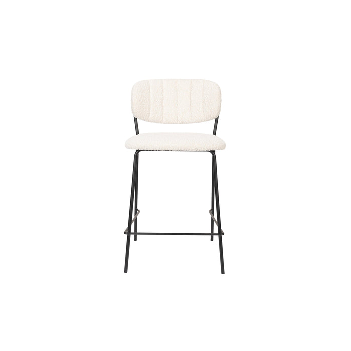 Barkruk Jolien Zwart/bouclã© Nylon en polyester Wit 65cm-Barkrukken-Creating Home