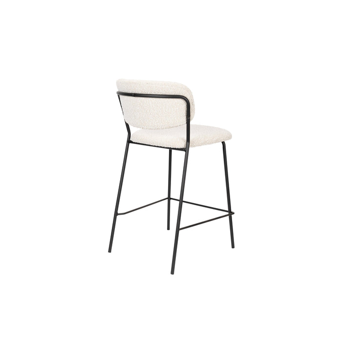 Barkruk Jolien Zwart/bouclã© Nylon en polyester Wit 65cm-Barkrukken-Creating Home