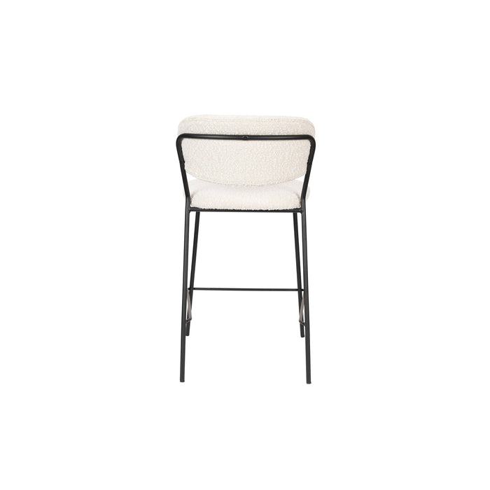 Barkruk Jolien Zwart/bouclã© Nylon en polyester Wit 65cm-Barkrukken-Creating Home