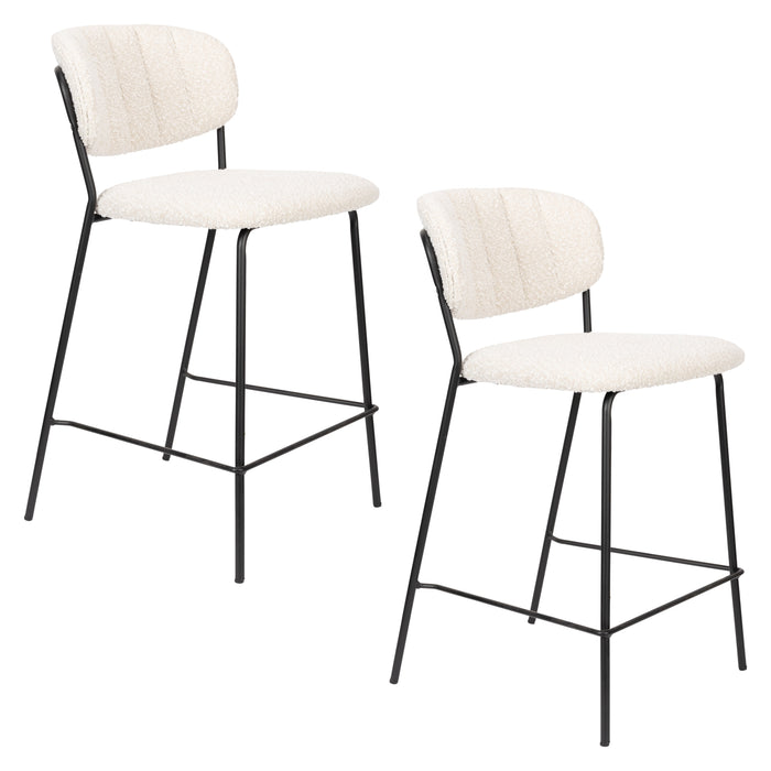 Barkruk Jolien Zwart/bouclã© Nylon en polyester Wit 65cm
