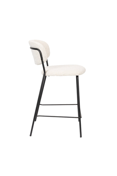 Barkruk Jolien Zwart/bouclã© Nylon en polyester Wit 65cm-Barkrukken-Creating Home