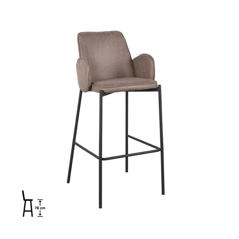 Barkruk Joni Taupe Micro Suede Hoog 51x53x107 cm-Barkrukken-LABEL51