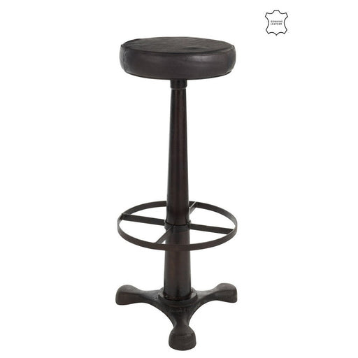 Barkruk Leer/Metaal Zwart-Barkrukken-J-Line