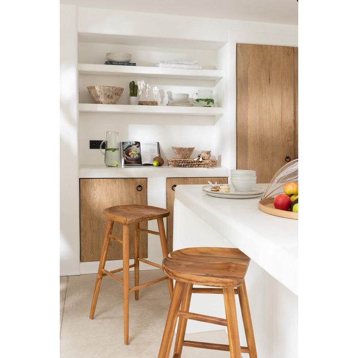 Barkruk Naturel Teakhout 42 cm-Barkrukken-J-Line