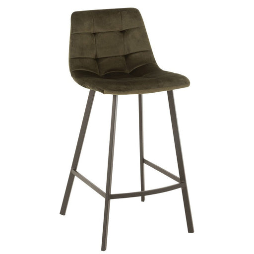 Barkruk Olivier Textiel/Metaal Donker Groen 45 cm 45x43x97 cm-Barkrukken-J-Line