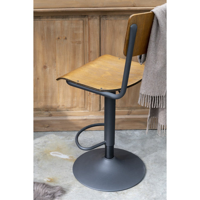 Barkruk Populierenhout Metaal Bruin 79 cm 40x40x105 cm-Barkrukken-J-Line