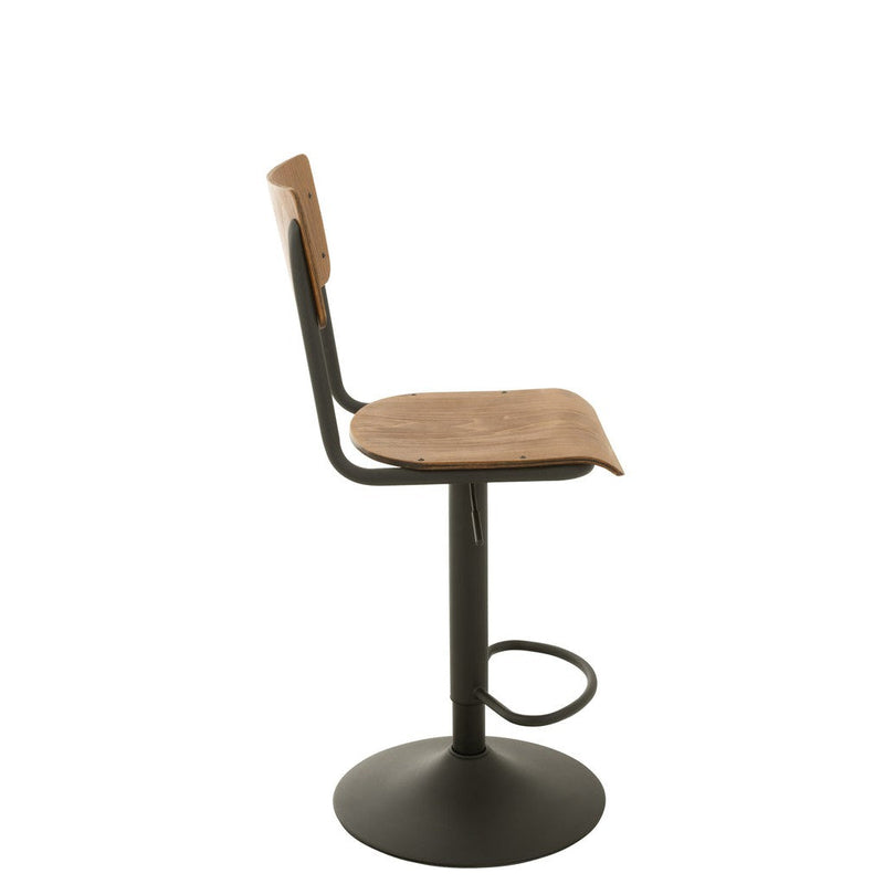 Barkruk Populierenhout Metaal Bruin 79 cm 40x40x105 cm-Barkrukken-J-Line