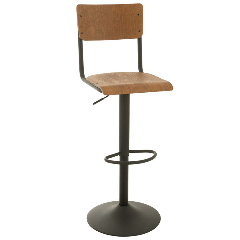 Barkruk Populierenhout Metaal Bruin 79 cm 40x40x105 cm-Barkrukken-J-Line