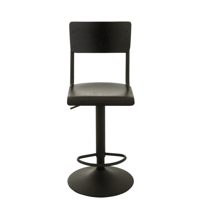 Barkruk Populierenhout Metaal Zwart 79 cm 40x40x105 cm-Barkrukken-J-Line