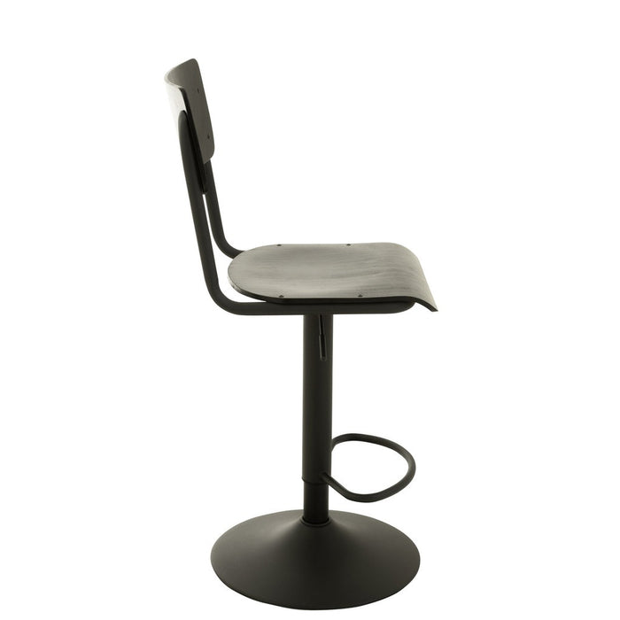 Barkruk Populierenhout Metaal Zwart 79 cm 40x40x105 cm-Barkrukken-J-Line