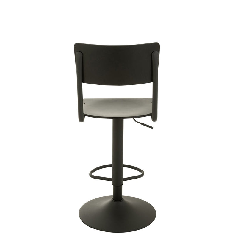 Barkruk Populierenhout Metaal Zwart 79 cm 40x40x105 cm-Barkrukken-J-Line