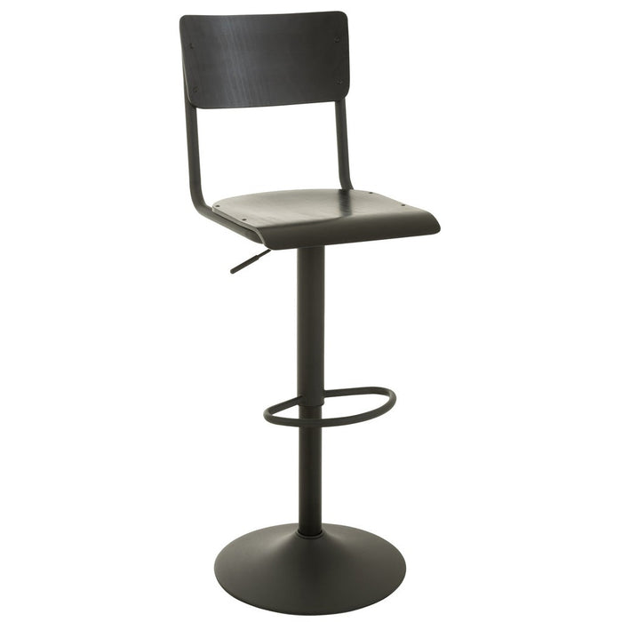 Barkruk Populierenhout Metaal Zwart 79 cm 40x40x105 cm-Barkrukken-J-Line