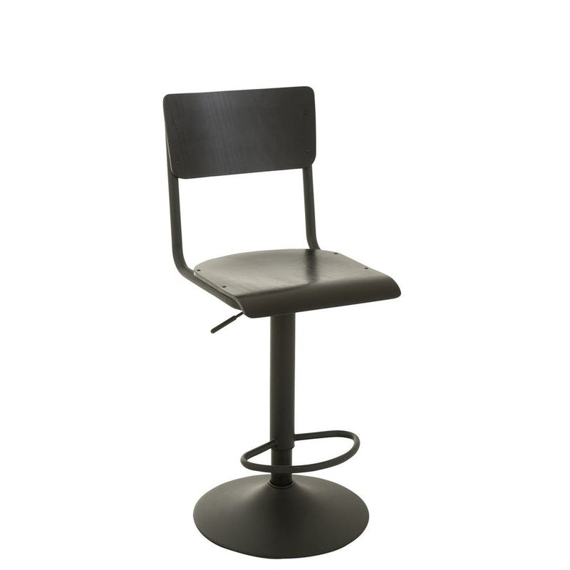 Barkruk Populierenhout Metaal Zwart 79 cm 40x40x105 cm-Barkrukken-J-Line