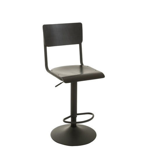 Barkruk Populierenhout Metaal Zwart 79 cm 40x40x105 cm-Barkrukken-J-Line