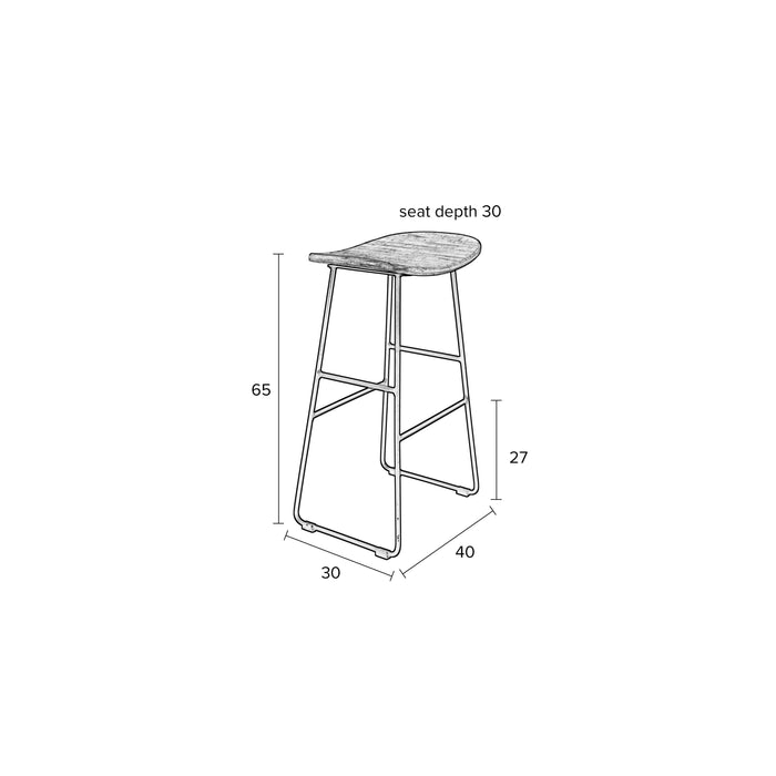 Barkruk Tangle Teak Naturel 62cm-Barkrukken-Creating Home