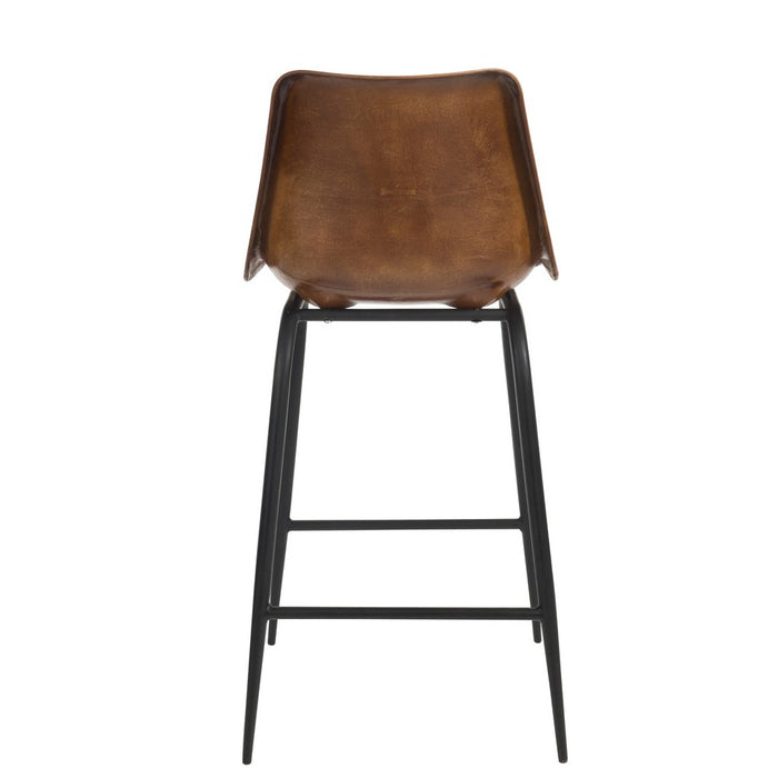 Barstoel Leder/metaal bruin-Barkrukken-J-Line
