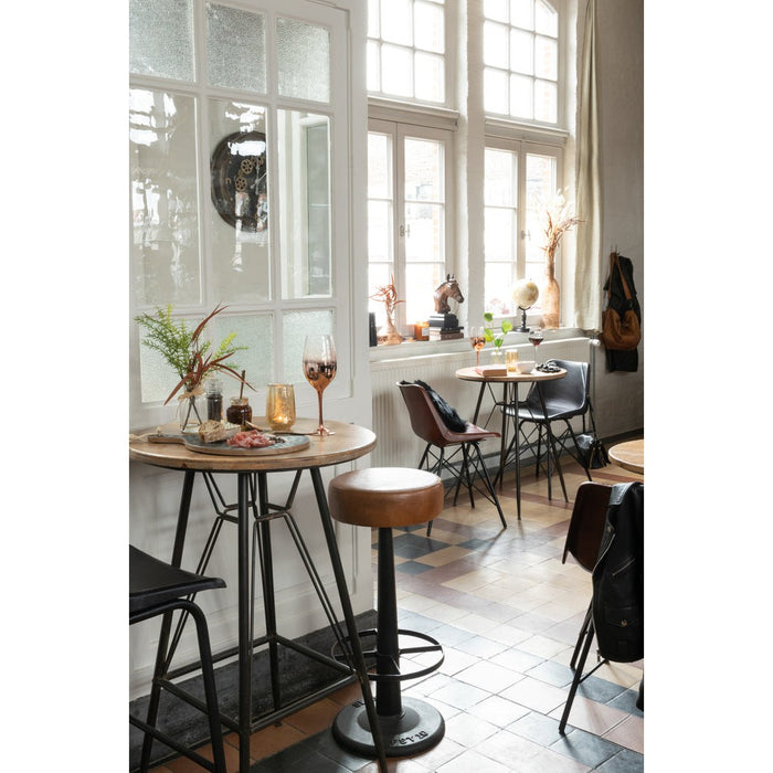 Barstoel Leder/metaal bruin-Barkrukken-J-Line