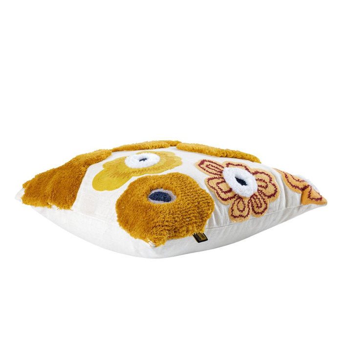 Bethanie Geel Vierkant Embroidery Flower Sierkussen-Decoratief kussen-PTMD