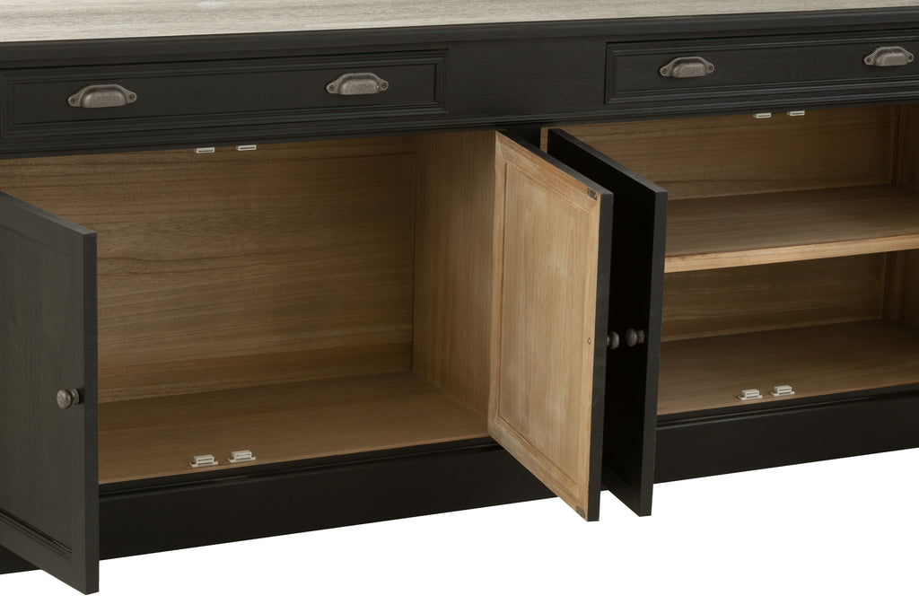 Bibliotheekkast+ladder Hout zwart/naturel-Boekenkasten-J-Line