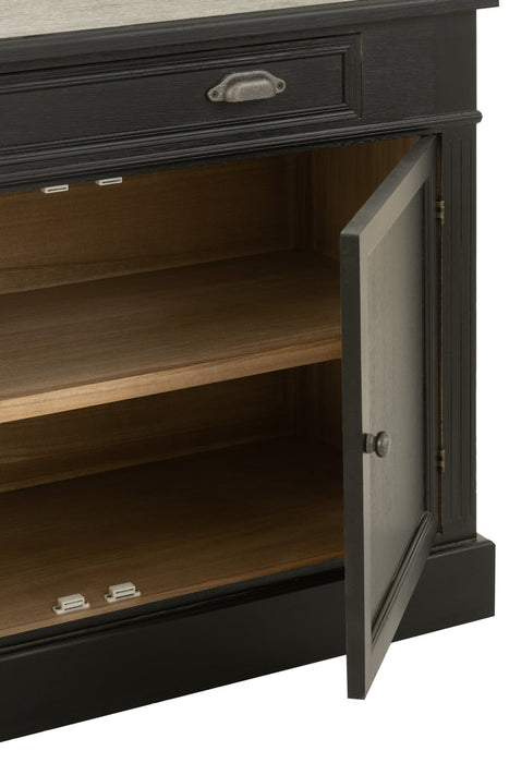 Bibliotheekkast+ladder Hout zwart/naturel-Boekenkasten-J-Line