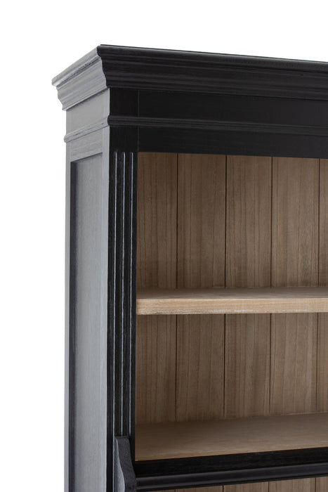 Bibliotheekkast+ladder Hout zwart/naturel-Boekenkasten-J-Line