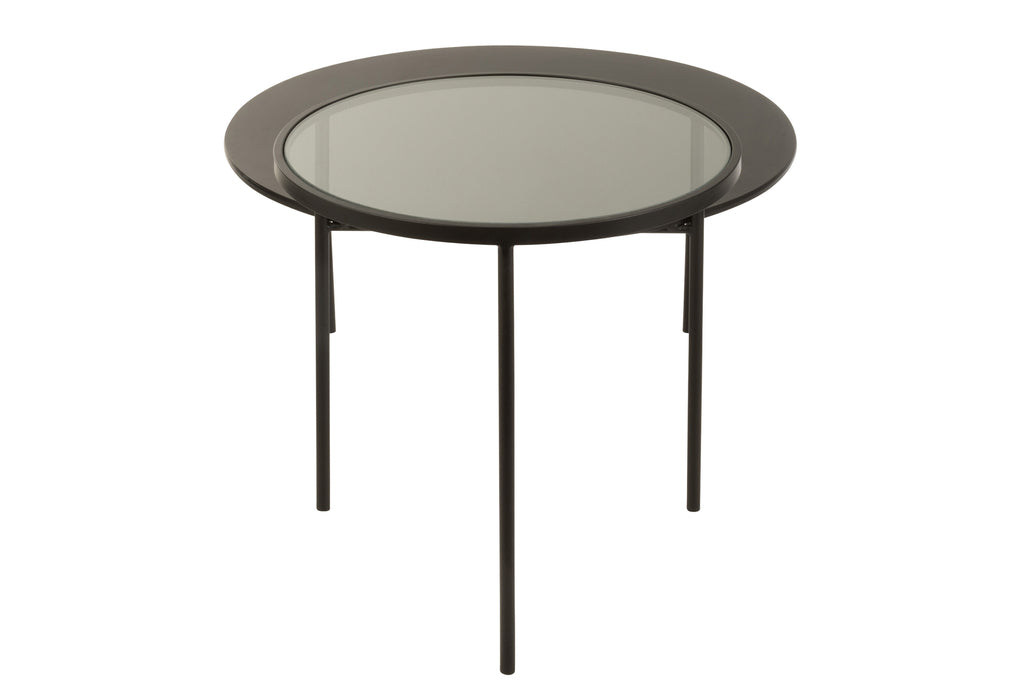 Bijzettafel 2 niveau metaal/glas zwart large-Bijzettafels-J-Line