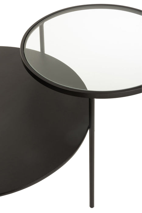 Bijzettafel 2 niveau metaal/glas zwart large-Bijzettafels-J-Line