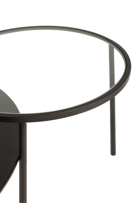 Bijzettafel 2 niveau metaal/glas zwart large-Bijzettafels-J-Line