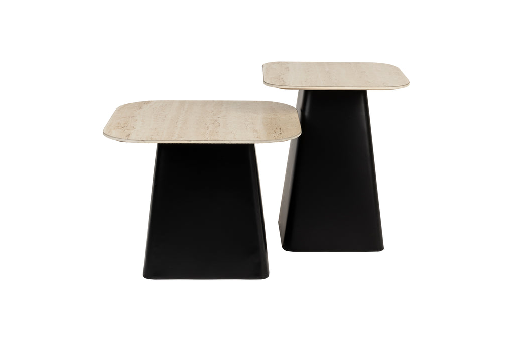 Bijzettafel Baru (set Of 2) Ceramics Zwart 42x42 cm-Bijzettafels-Creating Home